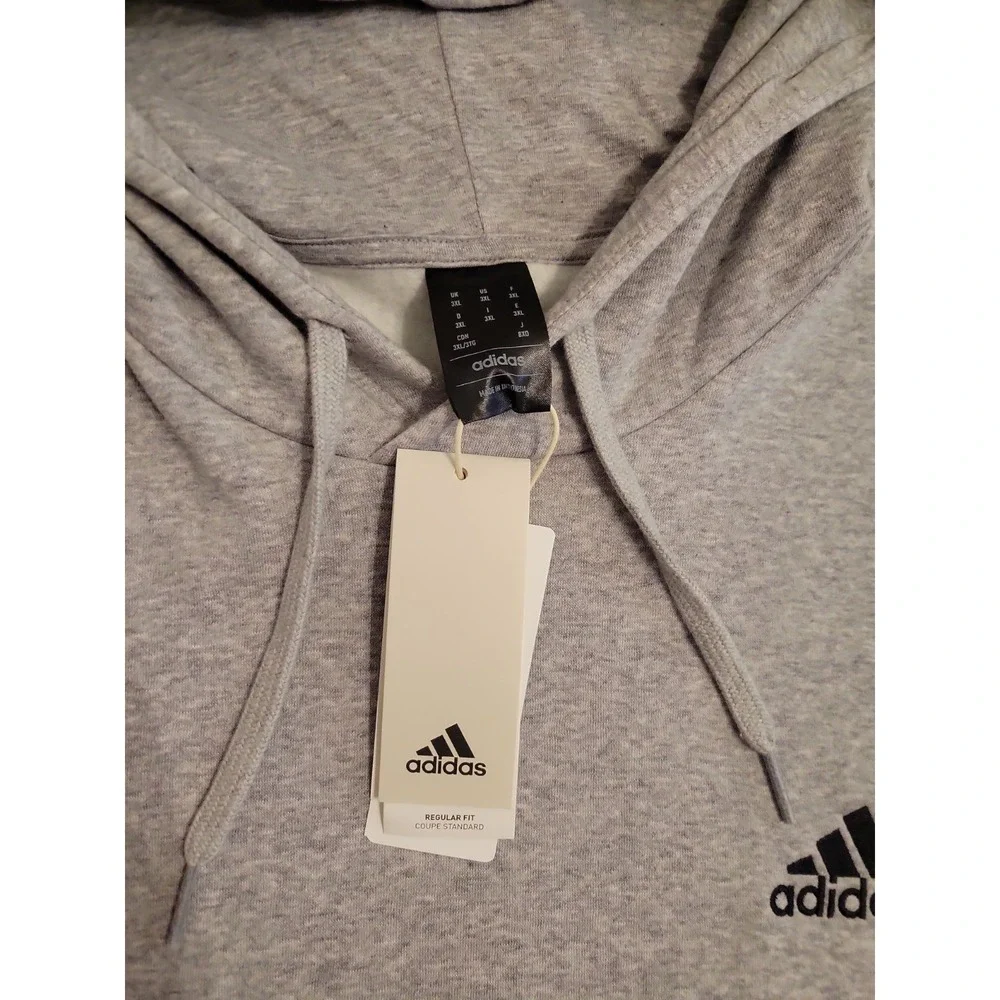 Adidas Hoodie Mens 3XL Pullover Gray Sport Activewear Everyday Gym Cotton Blend